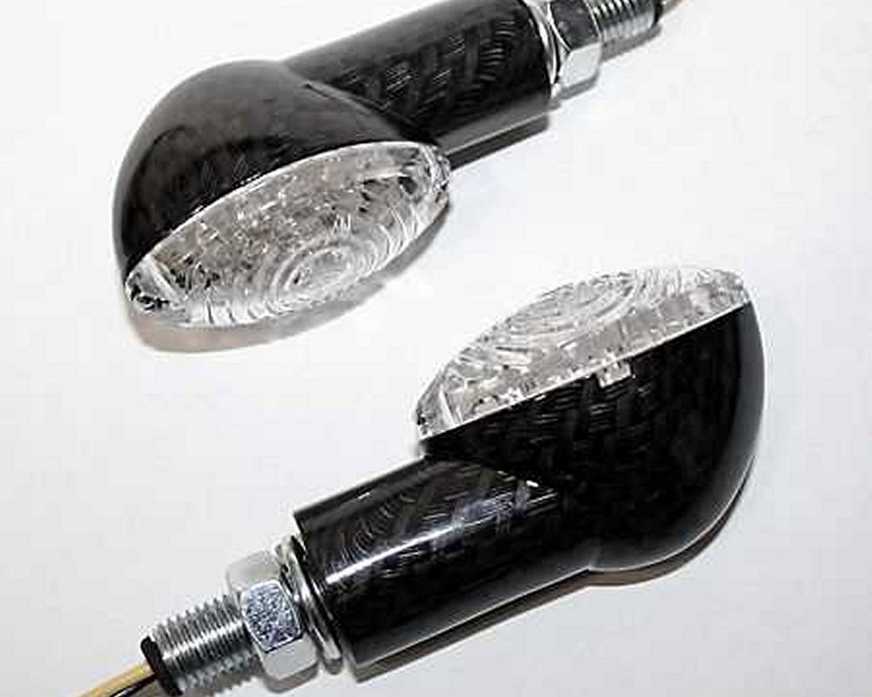 Blinker Paar LED Motorrad, Cat Eye, Carbonlook, kurzer Stie