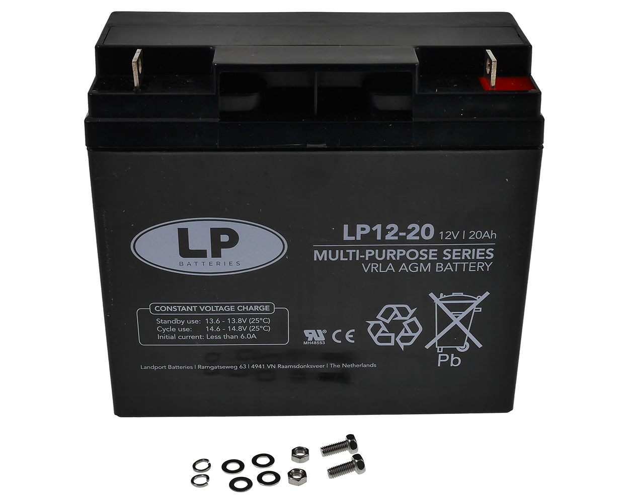 Batterie LANDPORT LP12-20 12 V 20 Ah VRLA AGM 182x77x168 mm Rollladen, Aufsitzmäher, Rasentraktor