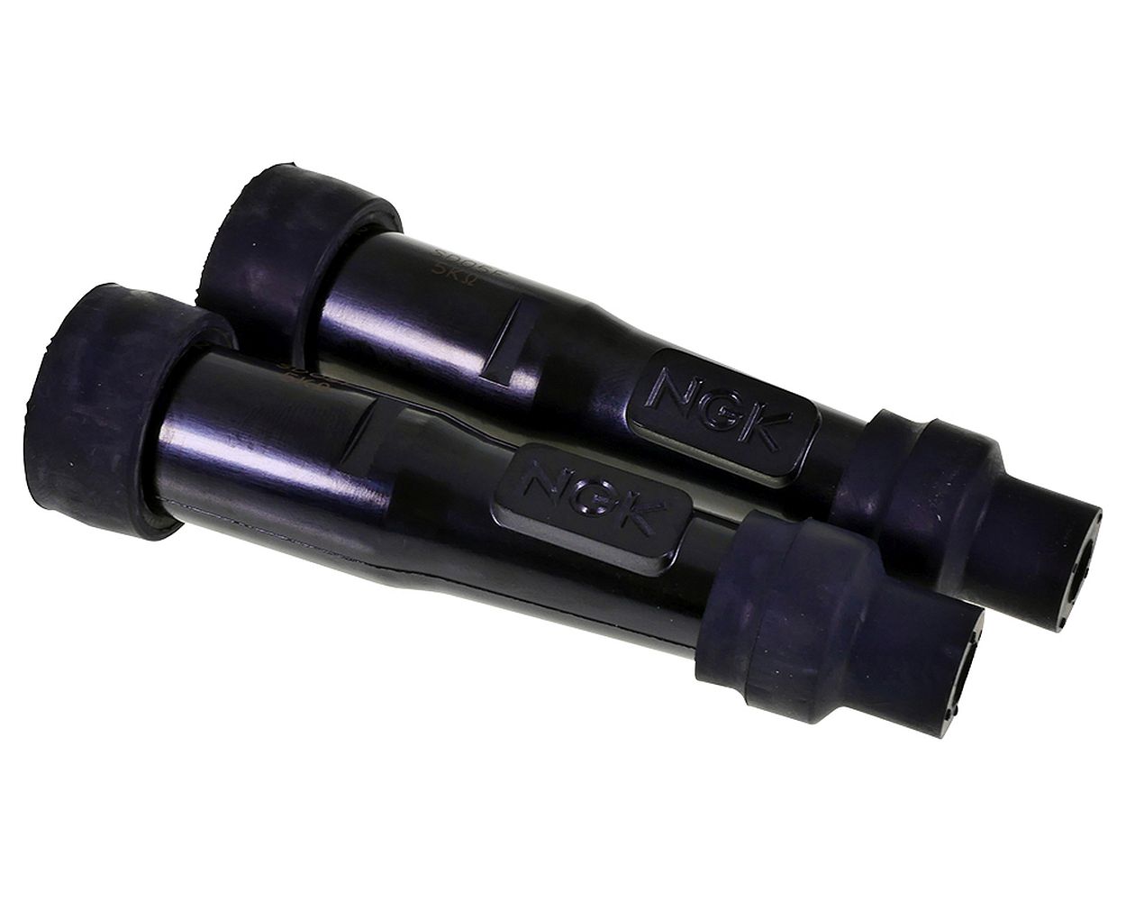 2x Zündkerzenstecker gerade NGK SD05F schwarz entstört kompatibel für Roller, Mofa, Moped, Motorrad, Quad, ATV, Scooter, Vespa