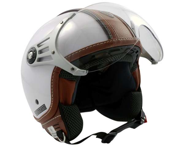 Casque jet WACHMANN WA-70 Memoria blanc brillant, marron