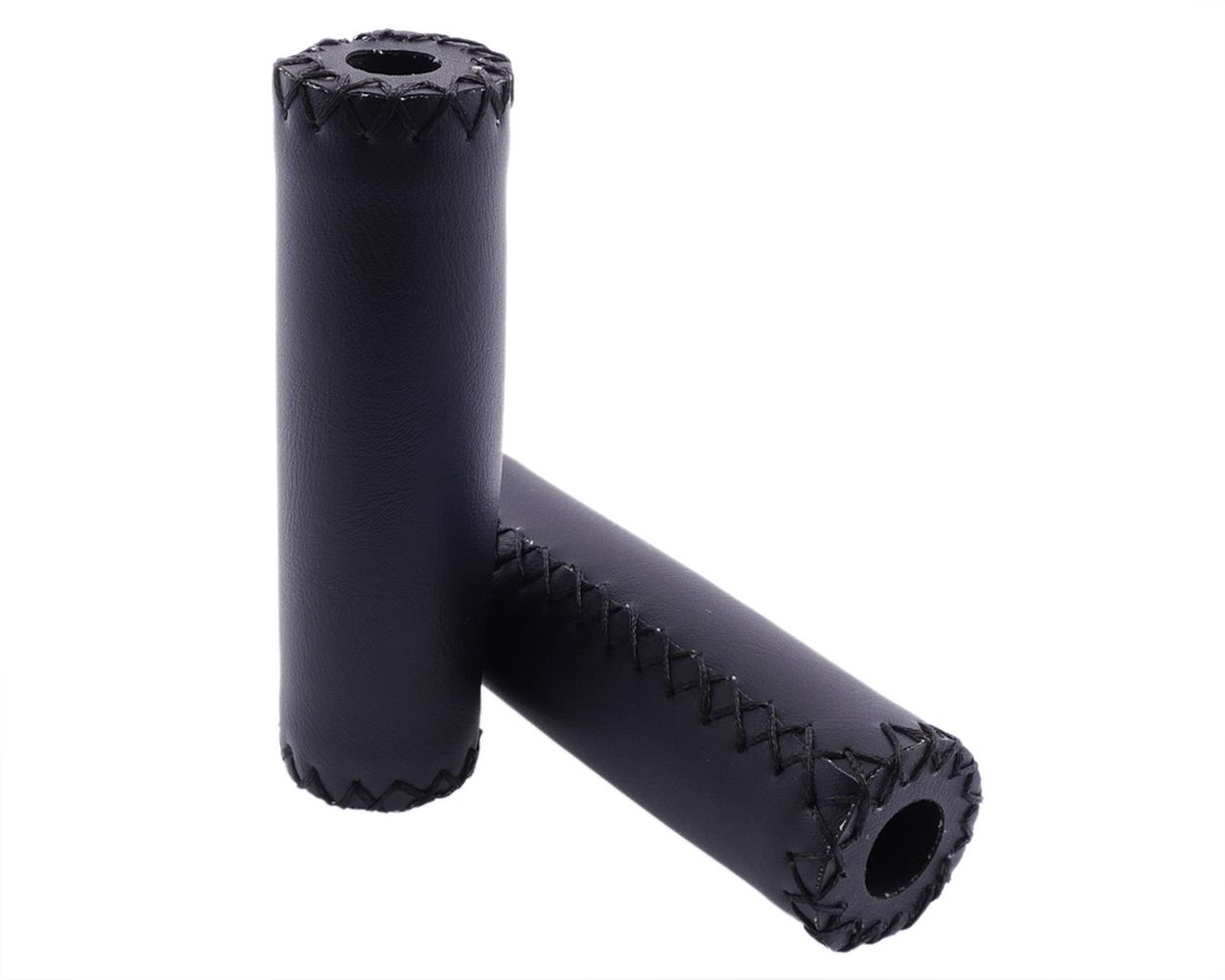Lenkergriffe Retro schwarz Leder 22/24 mm, Moped, Roller, Mofa