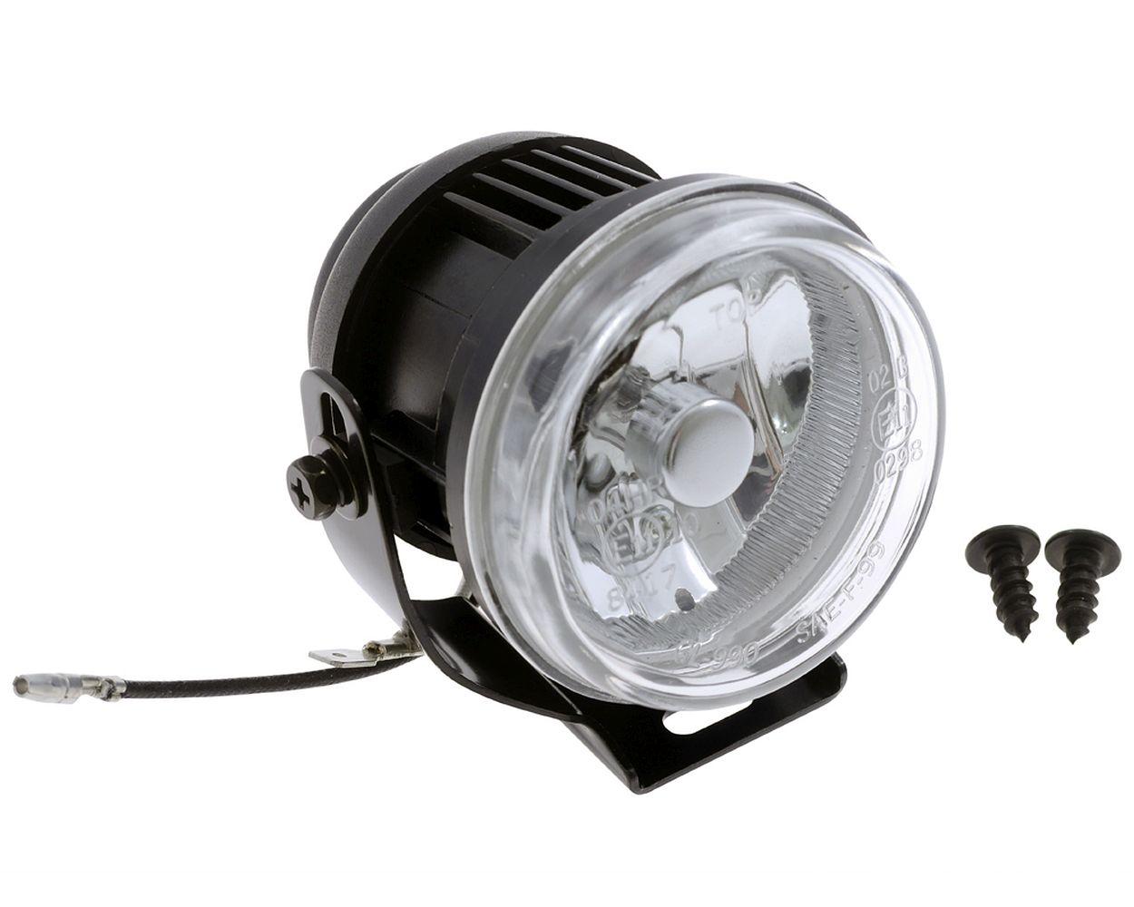 Nebelscheinwerfer, rund, schwarz, Halter, Glas klar, 70 mm, H3 55 W, Motorrad, PKW