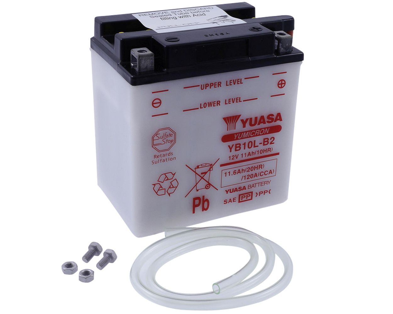 Batterie 12 V 11 Ah YUASA YB10L-B2, ohne Batteriesäure