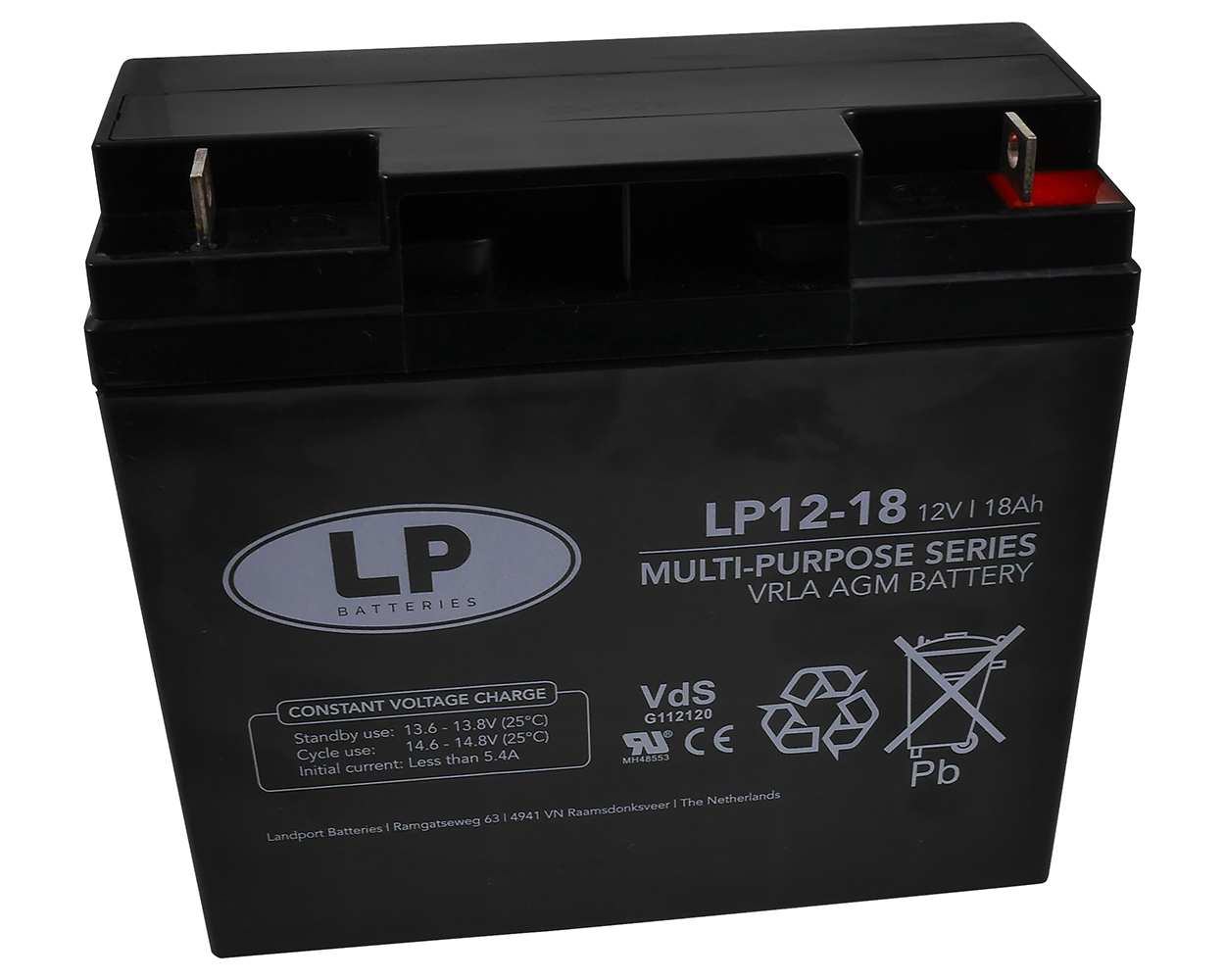 Batterie LANDPORT VRLA AGM 12-18 VdS T3 12 V 18 Ah 182x77x168 mm Roller, Motorrad, Sicherheitssysteme, Rollladen Antrieb, Dachrollo