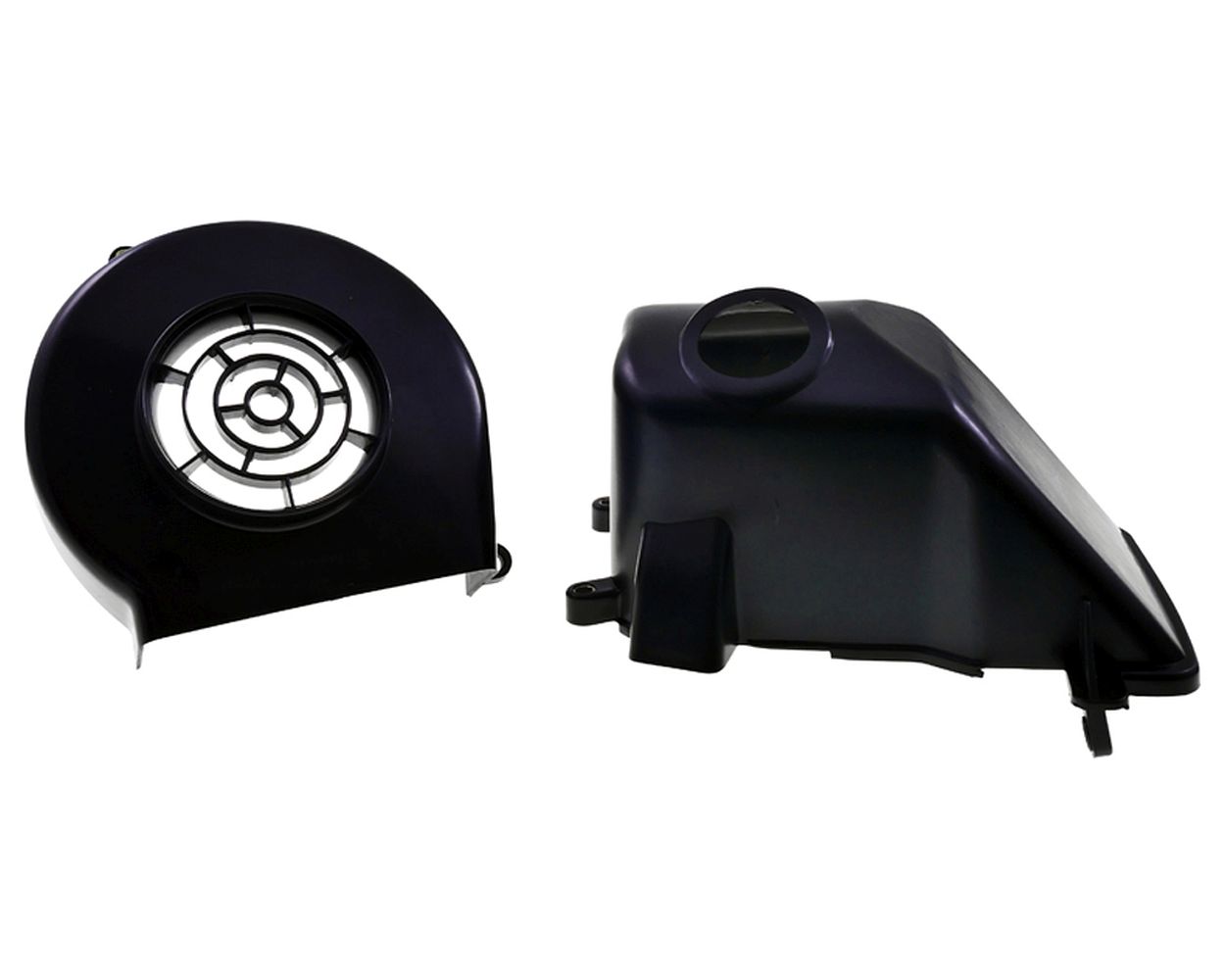 Lüfterradabdeckung + Zylinderkühlhaube Set schwarz kompatibel für Peugeot liegend 2-Takt AC Speedfight 3 / 4, Kisbee, Ludix, JetForce, Vivacity New