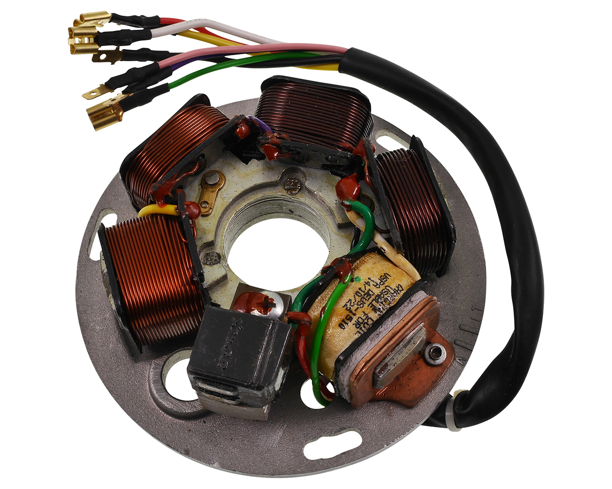 Lichtmaschine / Zündgrundplatte 5 Spulen, 7 Kabel, 12 V