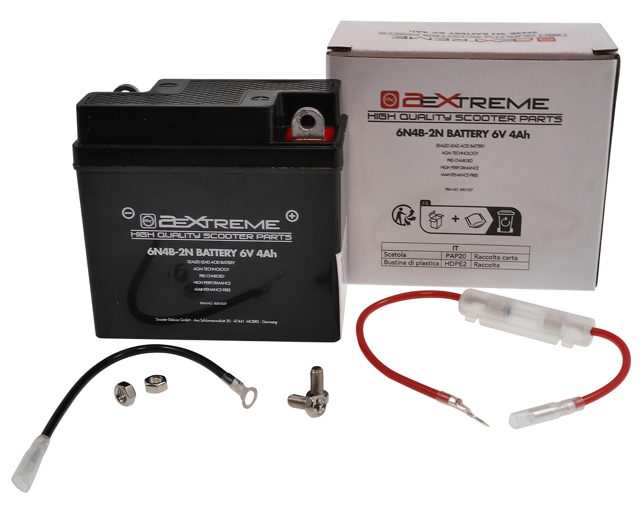 Batterie 2EXTREME 6N4B-2 A 6 V 4 Ah AGM 101x47x95 mm