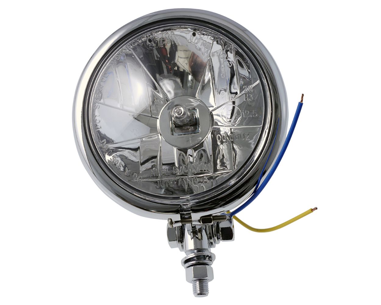 Scheinwerfer Motorrad Fernlicht klar 4 1/2 Zoll, Bates-Style, Kontrollleuchte