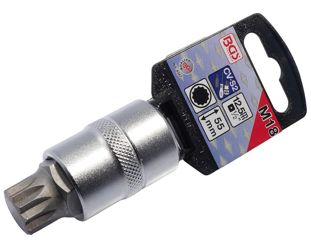 Nuss mit Biteinsatz Innenvielzahn 12, 5 mm (1/2 Zoll) M18 Universal Werkstatt Hobby Auto KFZ
