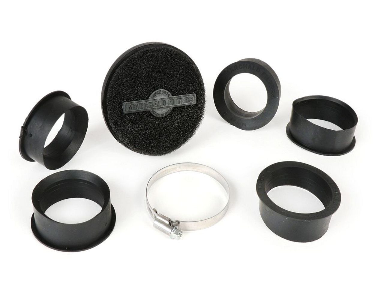 Luftfilter MARCHALD Power Double Layer Superflach, schwarz D=65 mm, AW=46,49,52,55,58,62 mm kompatibel für Roller, Motorrad, Vespa, Moped, Quad