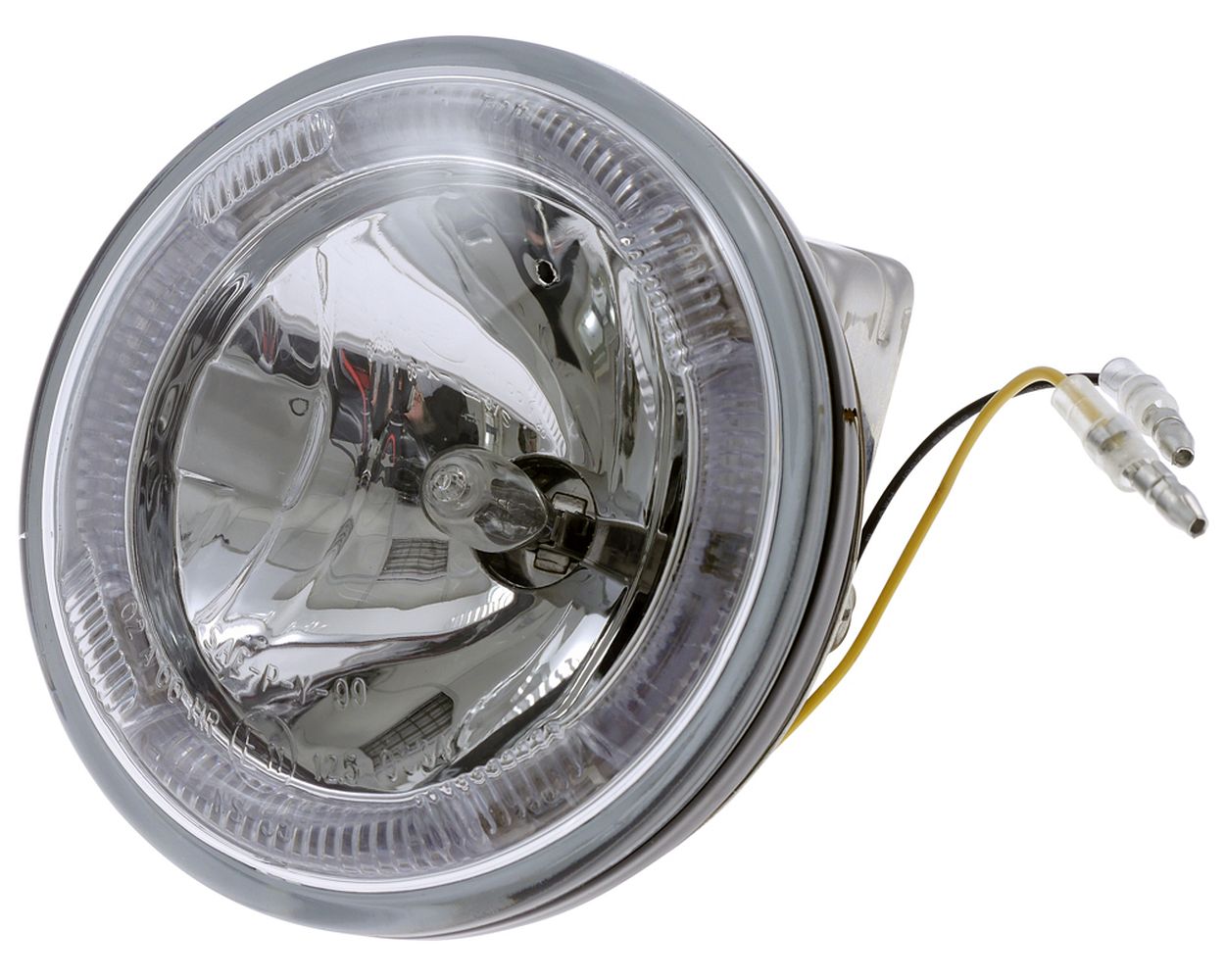Scheinwerfer Fernlicht Motorrad, rund, mit LED Standlichtring, klar, 12 V H3 55 W