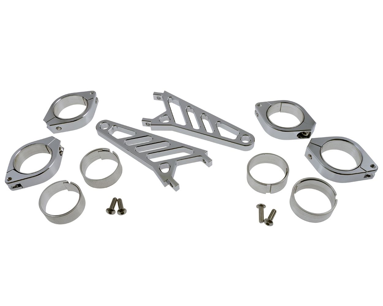 Lampenhalter Motorrad Highsider lang CNC Alu Set für 38-41 mm Gabel, Chrom