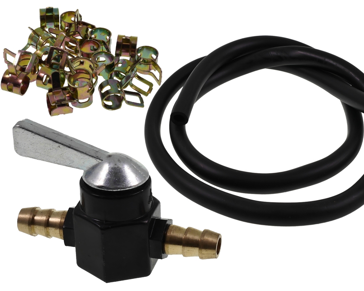 Set Benzinhahn manuell 8 mm mit 1m Benzinschlauch und Schlauchschellen