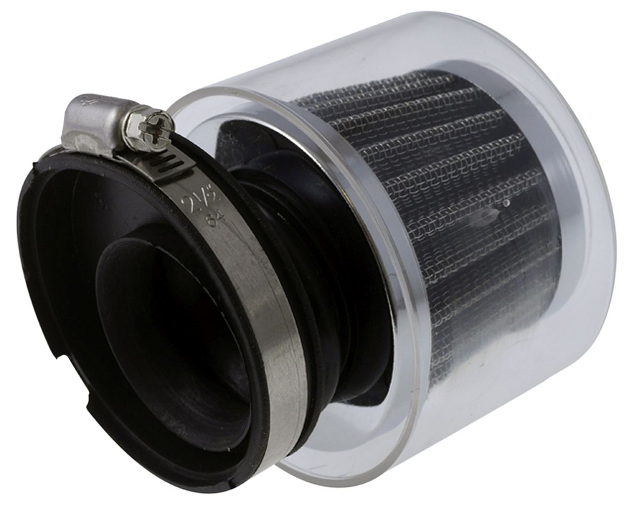 Luftfilter chrom mit transparentem Spritzschutz 57 mm Anschlussweite