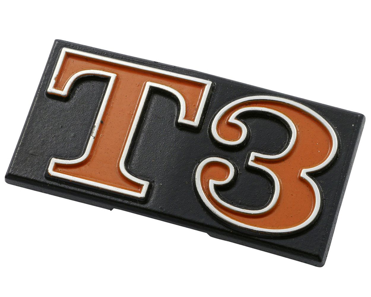Schriftzug Emblem für Heck T3 schwarz/orange 55x26 mm, 2 Pin