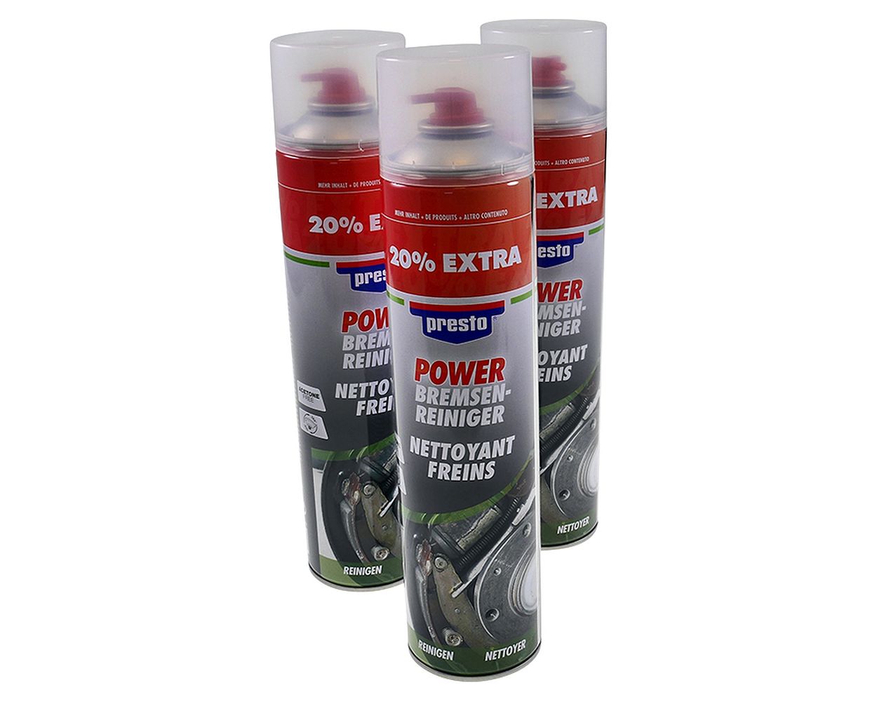 Bremsenreiniger Spray Set PRESTO 600 ml 3 Stück Motorrad, Roller, KFZ, Auto, Quad Werkstatt Teile Motor Reiniger