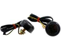 Blinker Paar  12V LED Motorrad MICRO DISC, getönt, rund, schwarz, ABE, Custom, universal Roller, Motorrad, Quad, Moped