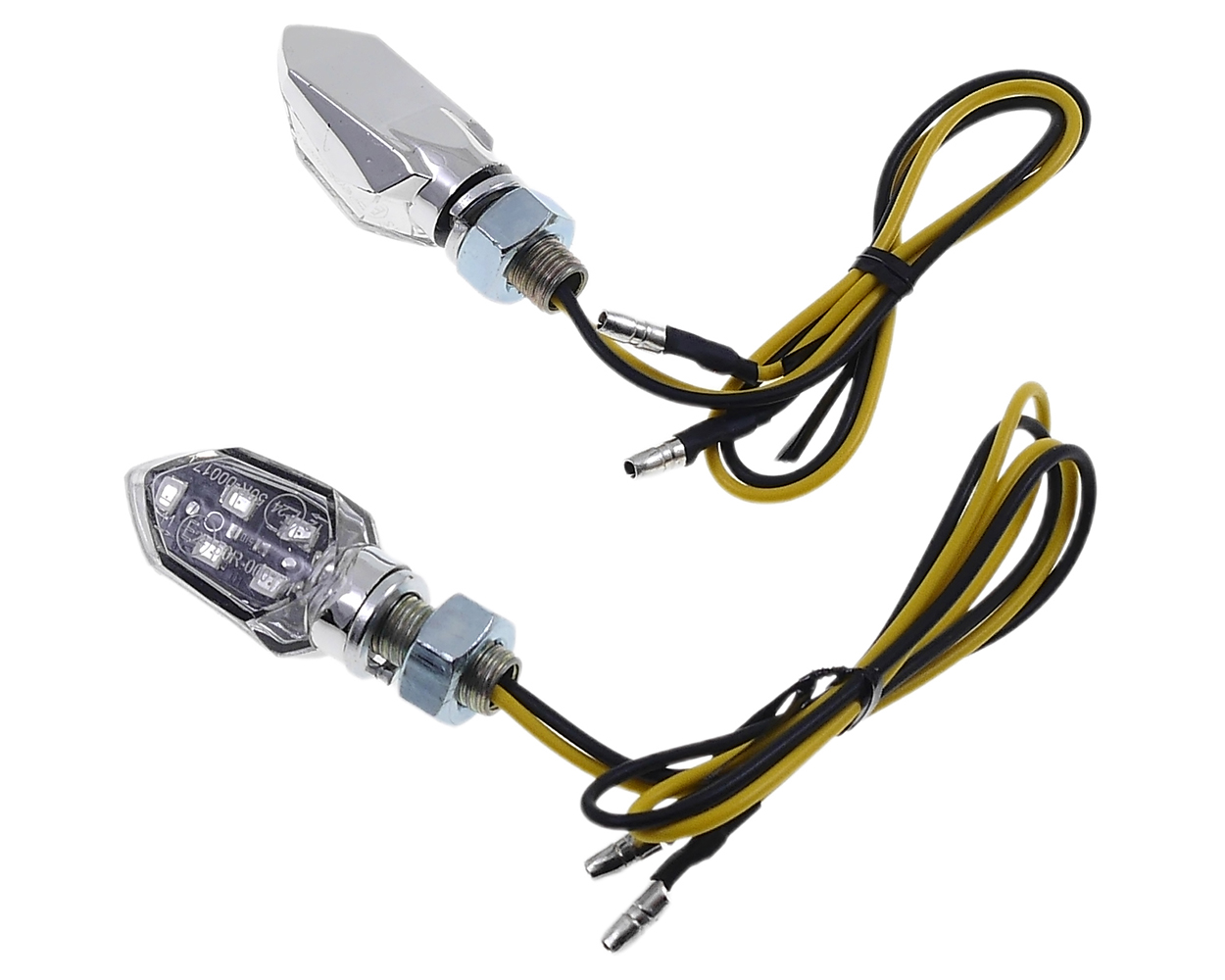 Blinker VANEZ Diamond, chrom, Klarglas, LED, kompatibel für Motorrad, Roller, Scooter, Maxi, Schaltmoped, Mokick