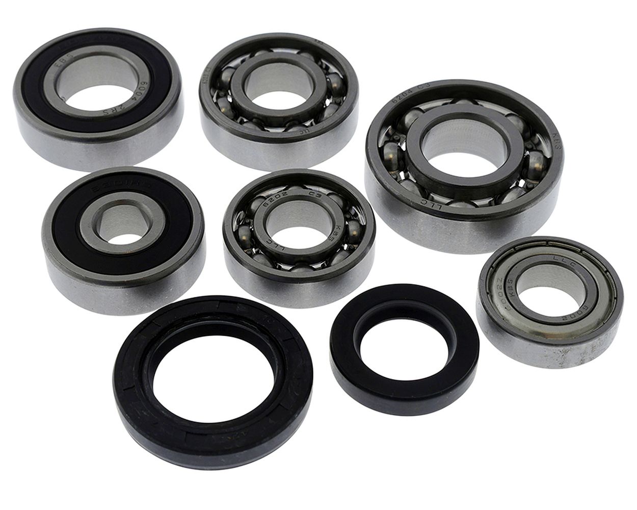 Getriebelagersatz inkl. Wellendichtringe, kompatibel Baotion, China 4T 125 ccm 152QMI Motor Roller Moped Lager Set
