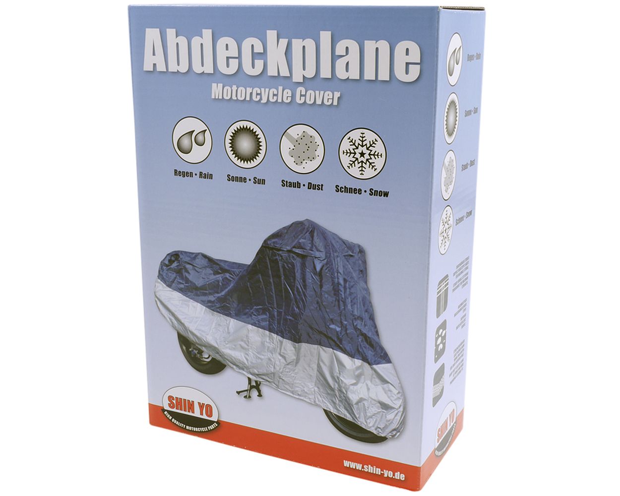 Abdeckplane SHIN YO, Größe M, Polyester, blau/silber, Motorrad, Roller