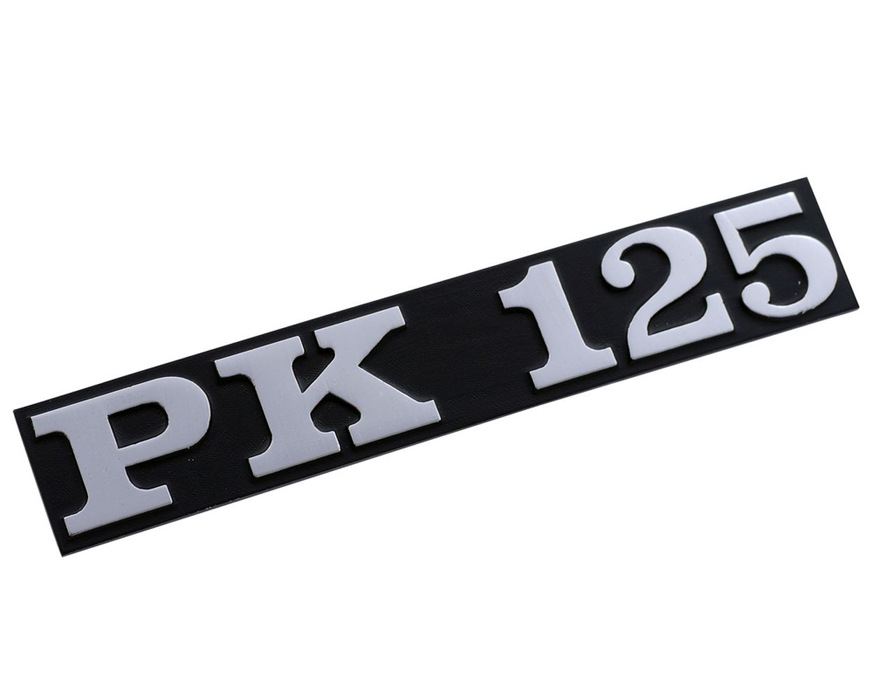 Schriftzug Emblem für Seitenhaube PK 125 schwarz/alu, 2 Pin