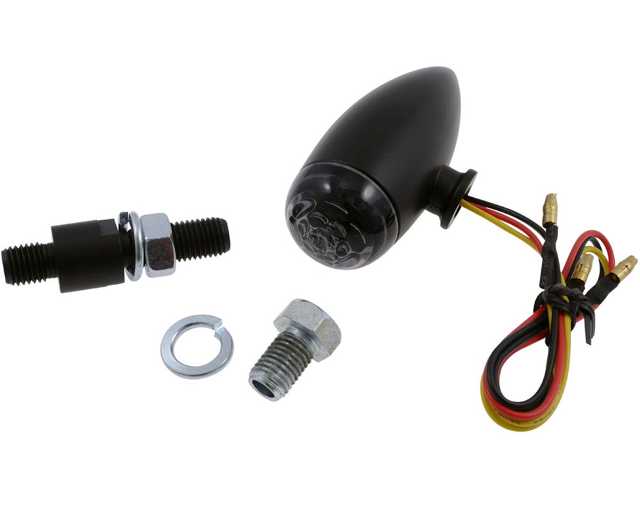 Rücklicht Motorrad LED MICRO-BULLET, schwarzes Gehäuse, getöntes Glas, M10
