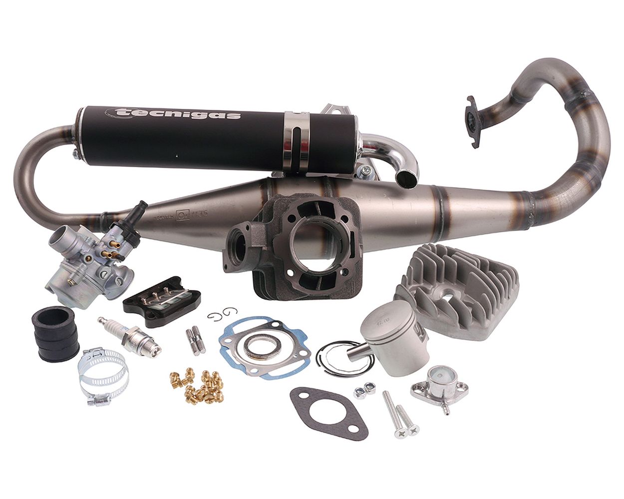Tuningkit 2EXTREME 70 ccm Sport Zylinder Peugeot stehend AC Vergaser, Auspuffanlage, Düsenset, Set, Sat