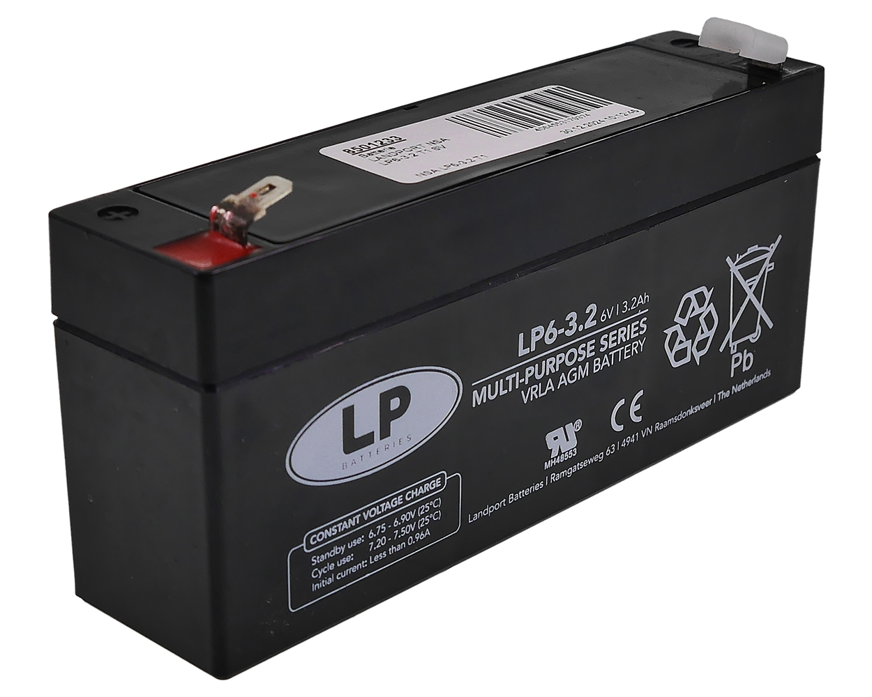 Batterie LANDPORT NSA LP6-3,2 T1 6 V 3,2 Ah 134x34x60 mm Akku VRLA AGM für USV Solaranlagen, Hebebühne, Kinderauto, Alarmanlage