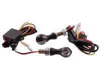 Blinker VANEZ Bubble LED carbon getönt Mini klein universal E-Nummer, Custom, Motorrad, Mokick, Scooter, Roller, Mofa, Moped, Quad, ATV