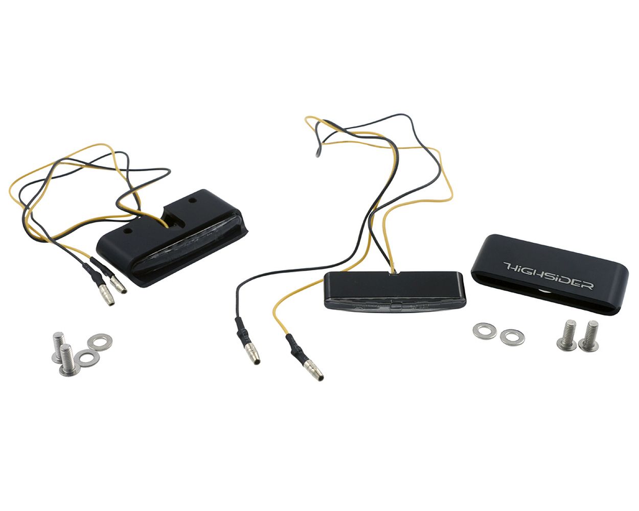 Einbau Blinker Motorrad LED STRIPE, Alu, schwarz, getönt, B53,5xH7xT15