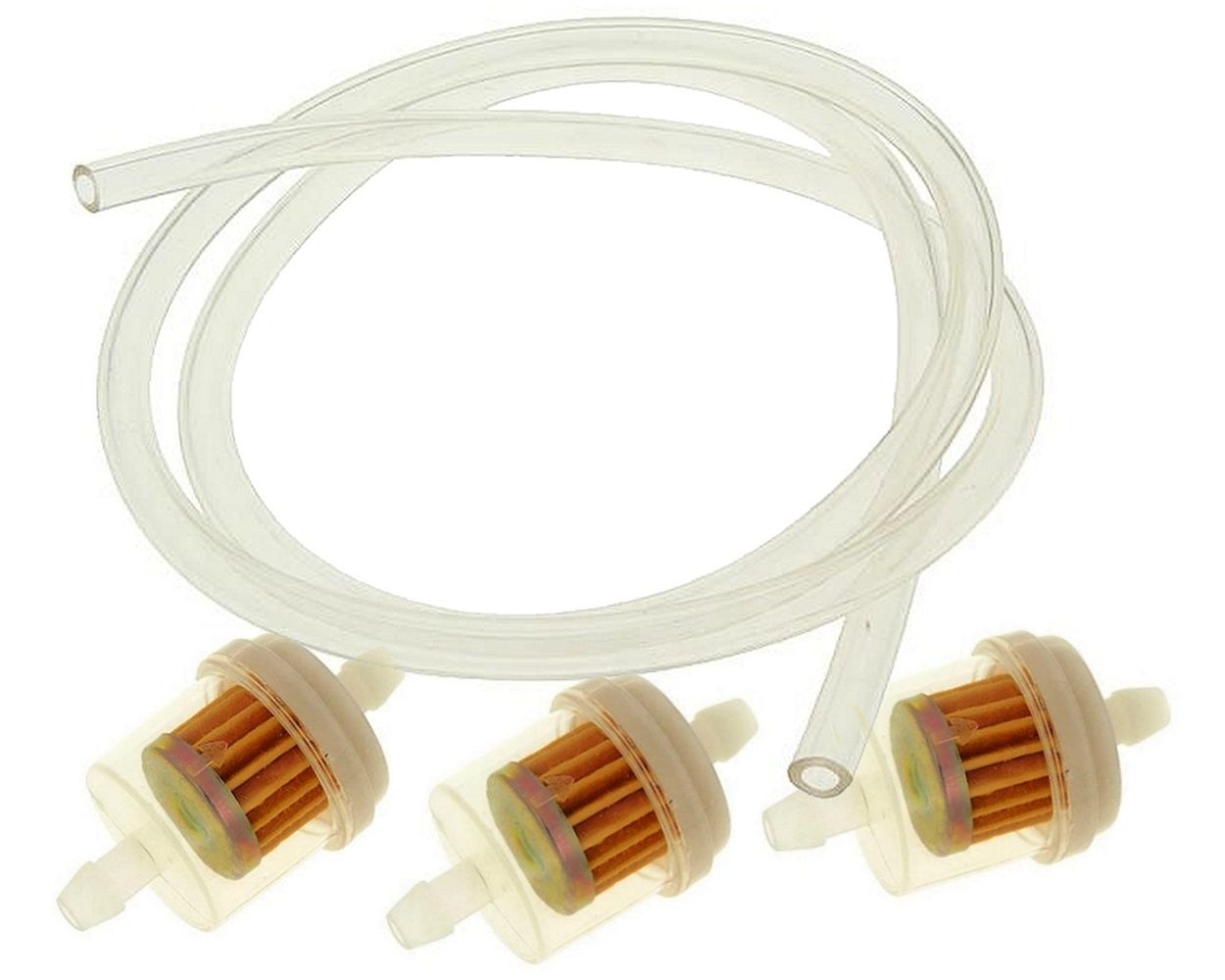 Benzinfilter (3x) 6 mm Benzinschlauch 1m transparent universal Roller, Motorrad, Mofa, Moped, Mokick, Quad, ATV Kraftstoff