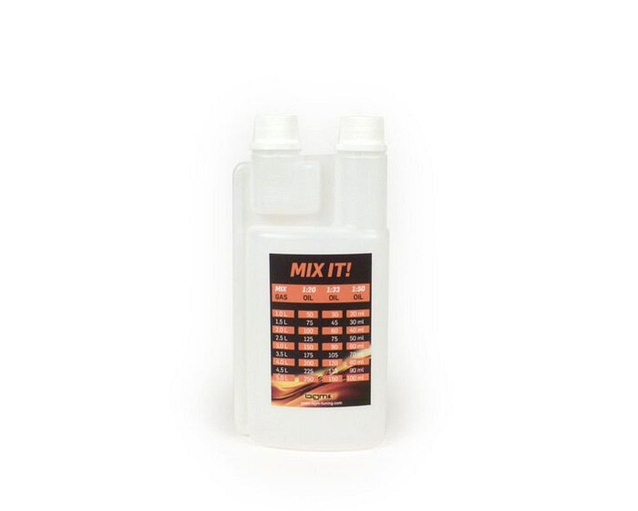 Ölmessbecher BGM 500 ml mit Dosierkammer 25 ml und zwei Verschlüssen