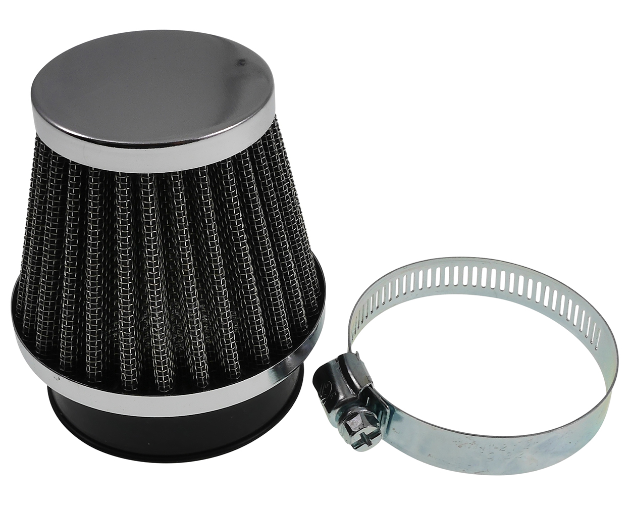 Luftfilter gerade D55 mm chrom Universal kompatibel für Roller, Moped, Mofa, Vespa, Motorrad Sportluftfilter