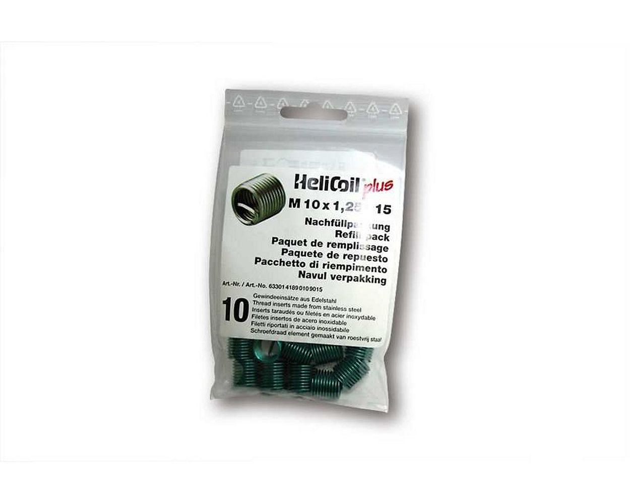 HeliCoil plus M 10x1,25x15 mm - Nachfüllpackung mit 10 Gewindeeinsätzen