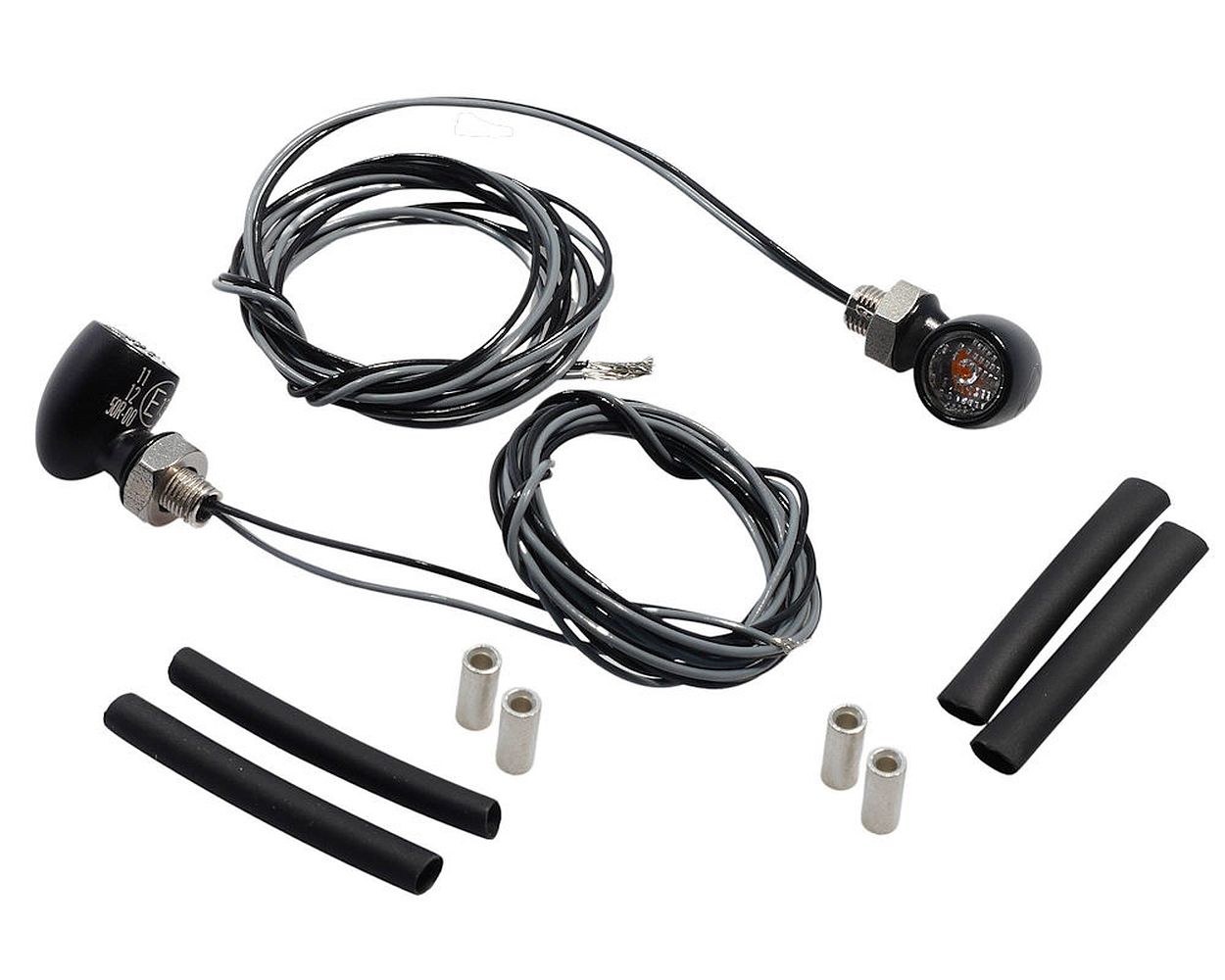 Blinker Set KELLERMANN Bullet Atto Mini LED Blinkleuchte schwarz vorne / hinten mit ABE kompatibel für Motorrad, Roller, Moped, Vespa, Mofa