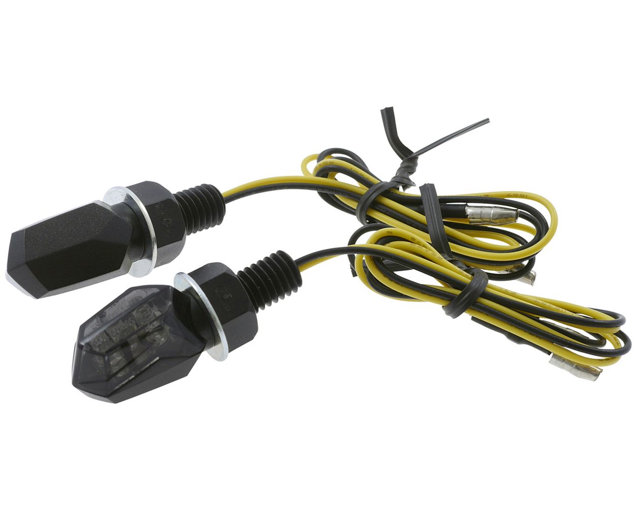 Blinker Mini Paar LED Motorrad TINY, schwarz, getöntes Glas, M8, 23x13x15 mm