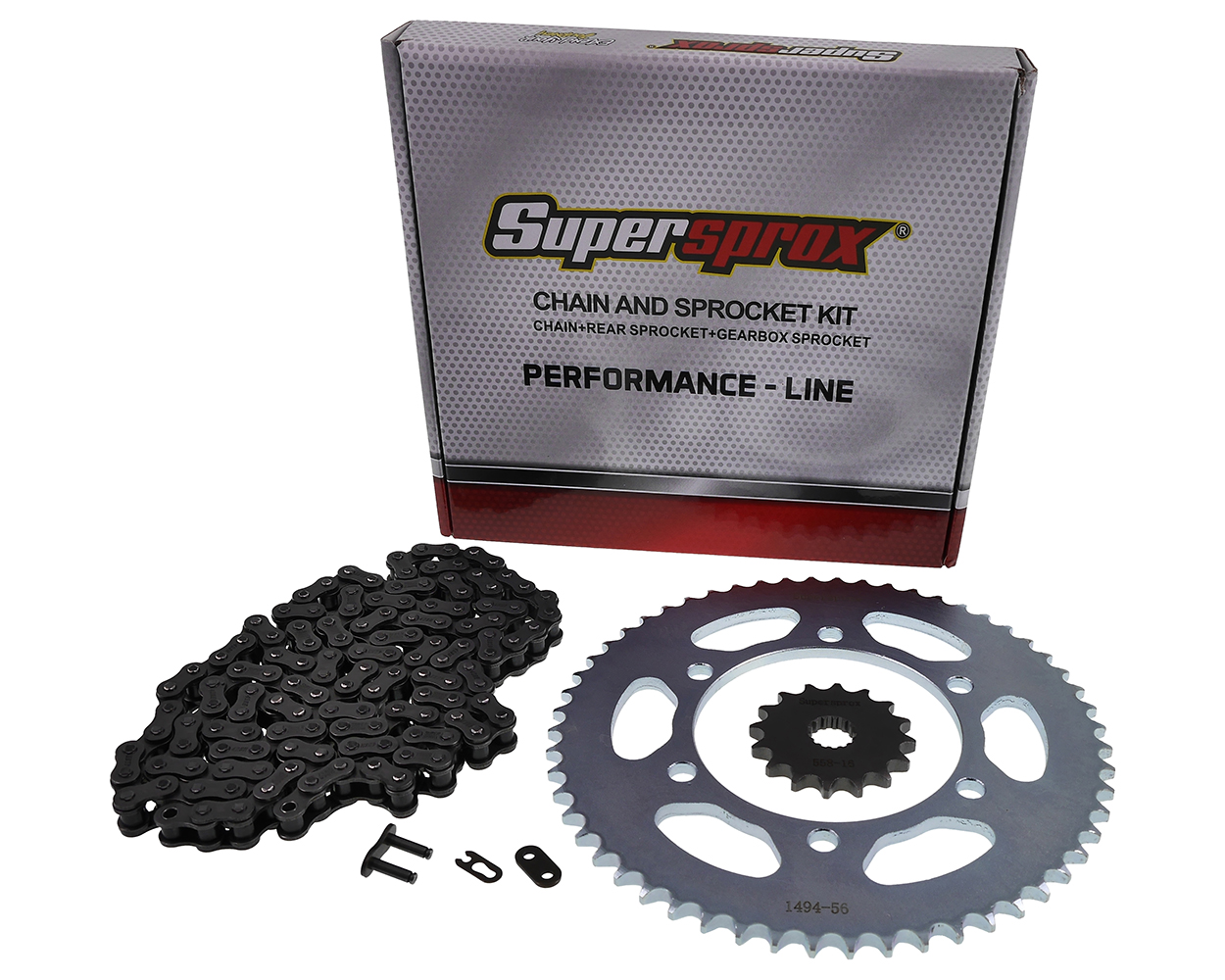 Kettensatz Performance KIT Stahl SUPERSPROX, 428er Teilung 16 / 56 Zähne kompatibel für Kawasaki Z 125 (18-23) Ersatz Moped Motorrad Kettensatz Ritzel
