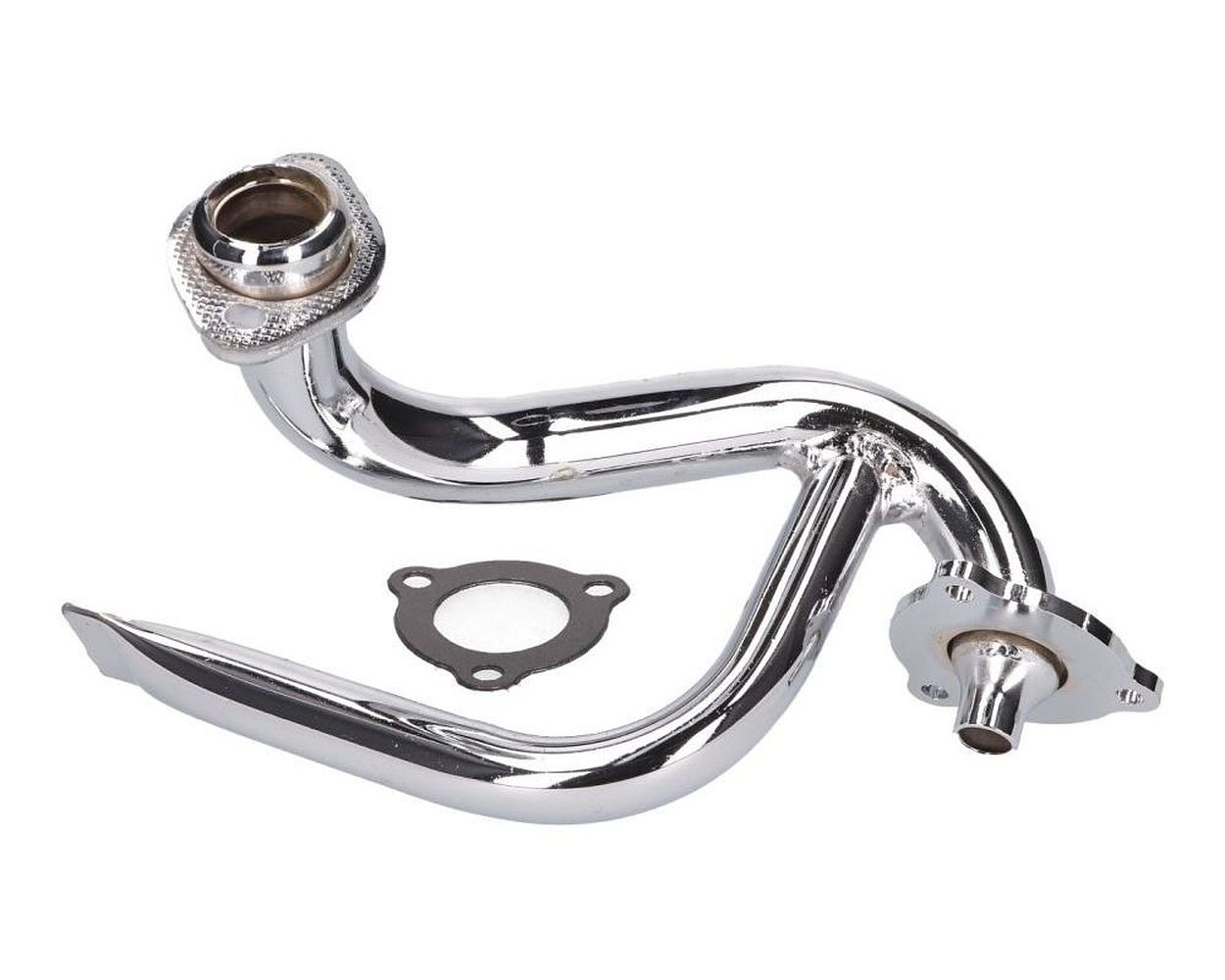 Auspuffkrümmer chrom mit Staurohr und Drossel
